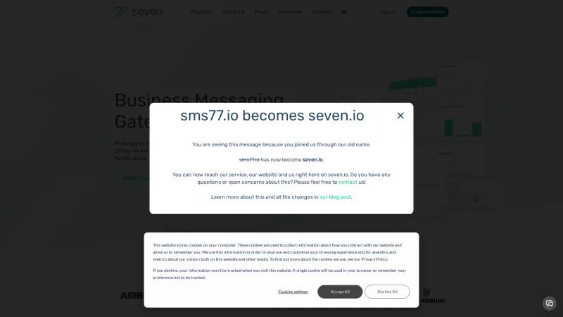 Homepage of sms77