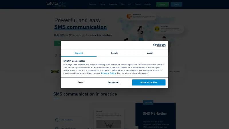 Homepage of SMSAPI