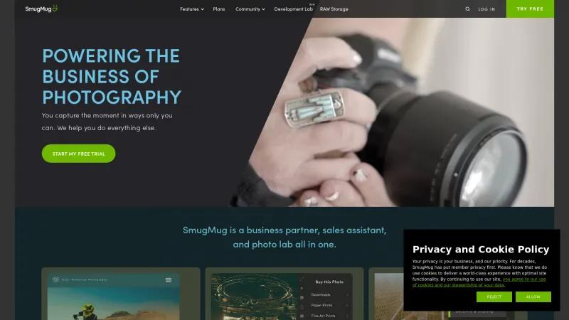 Homepage of SmugMug