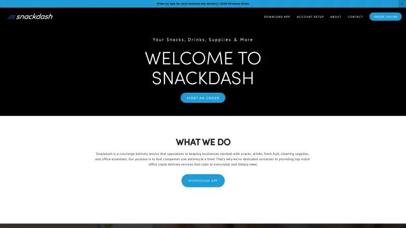 Homepage of Snackdash