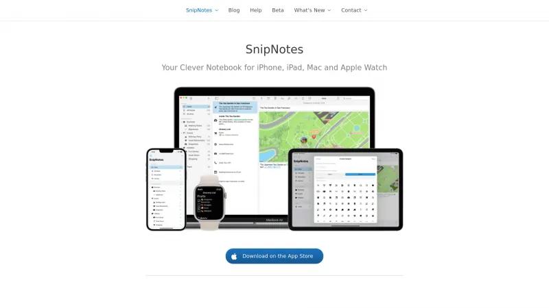 Homepage of SnipNotes