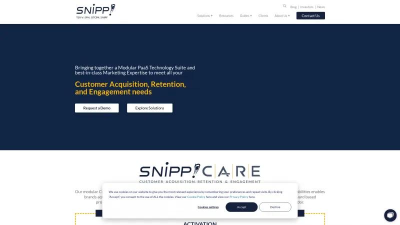 Homepage of Snipp