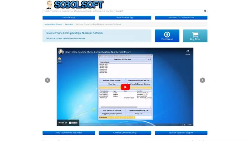 Homepage of Sobolsoft Reverse Phone Lookup