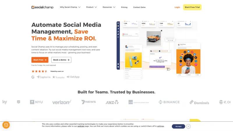 Homepage of Social Champ