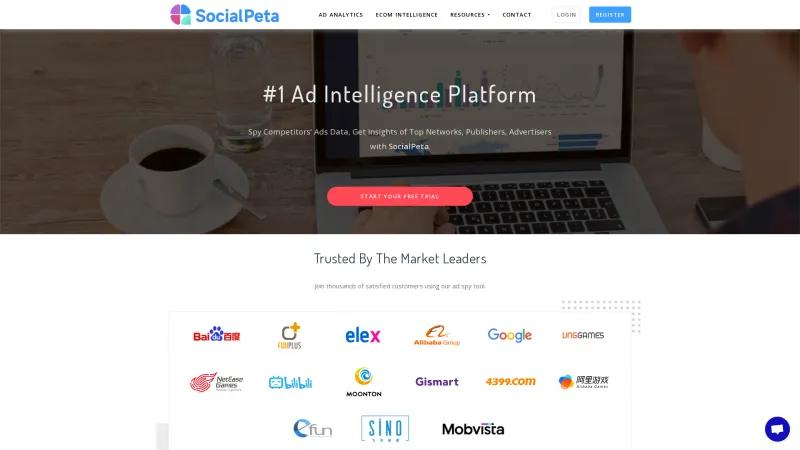 Homepage of SocialPeta