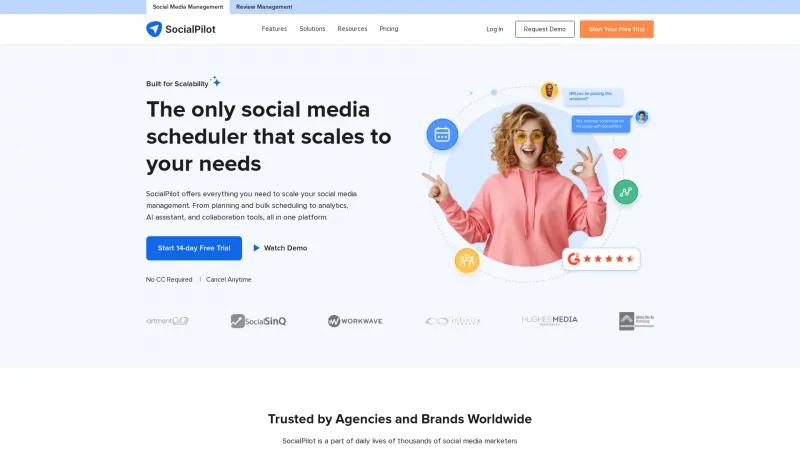 Homepage of SocialPilot