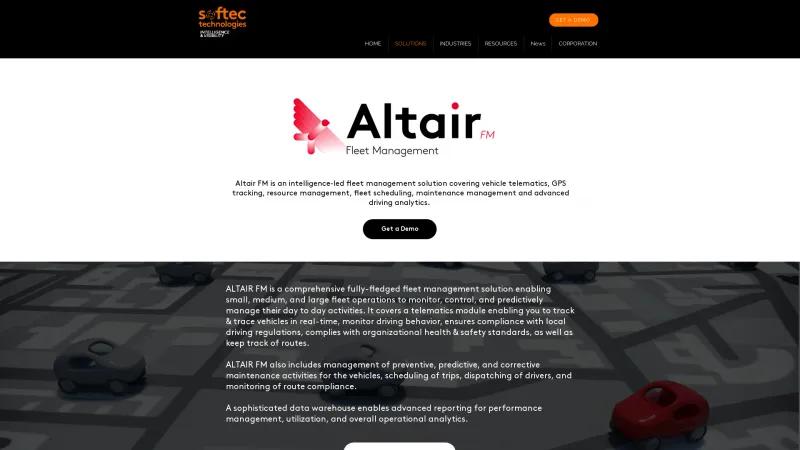 Homepage of Altair Fleet Management System