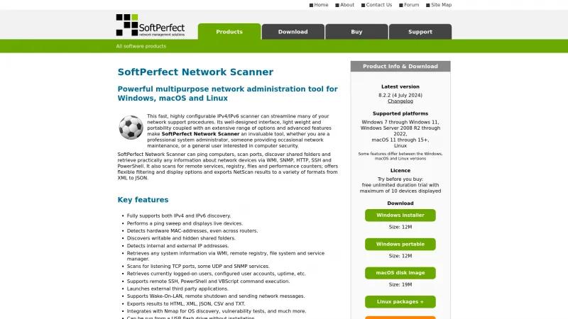 Homepage of SoftPerfect Network Scanner