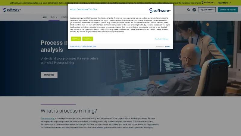 Homepage of ARIS Process Mining