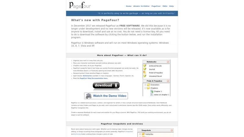 Homepage of PageFour