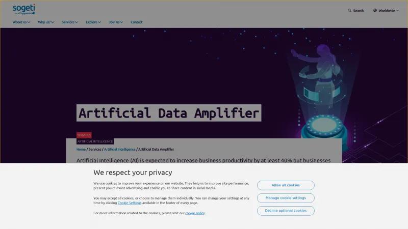 Homepage of Sogeti Artificial Data Amplifier (ADA)