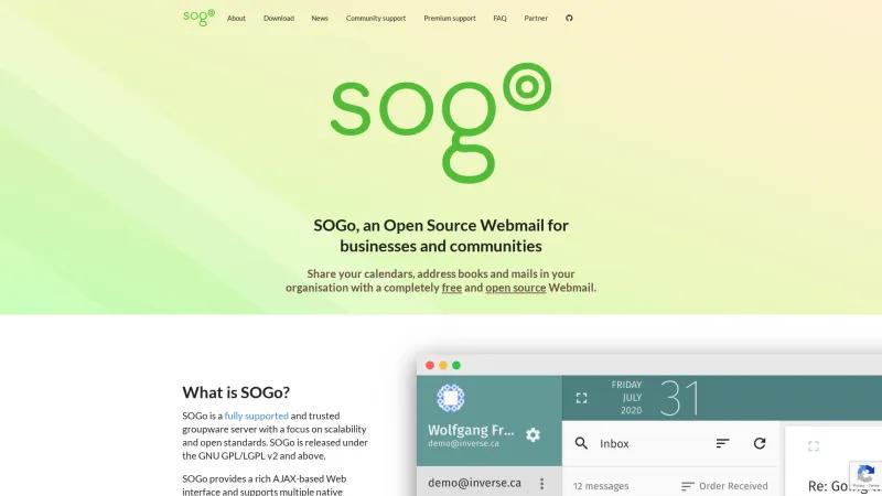 Homepage of SOGo