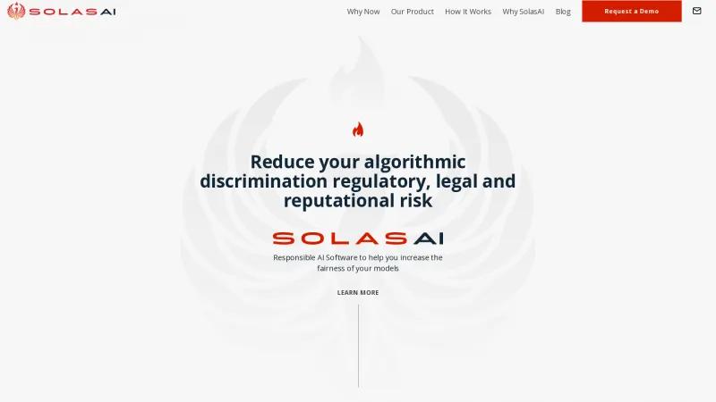 Homepage of SolasAI