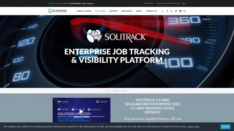 Homepage of SOLitrack