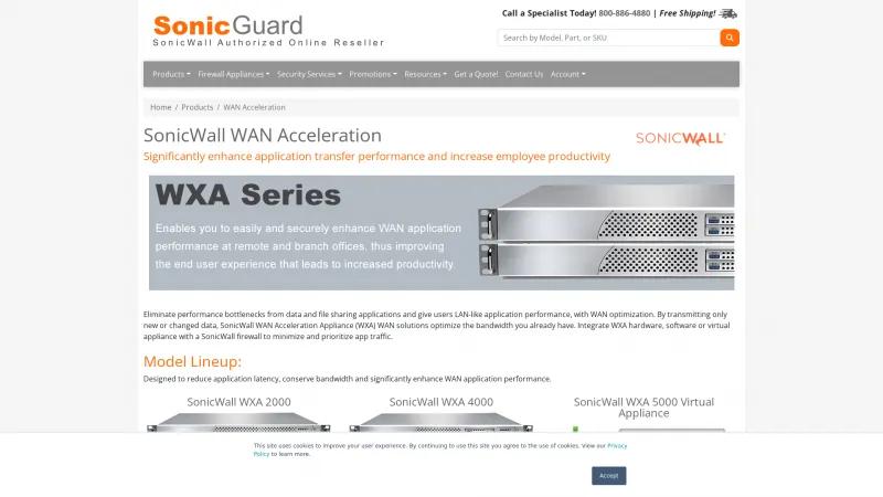 Homepage of SonicWall WAN Acceleration