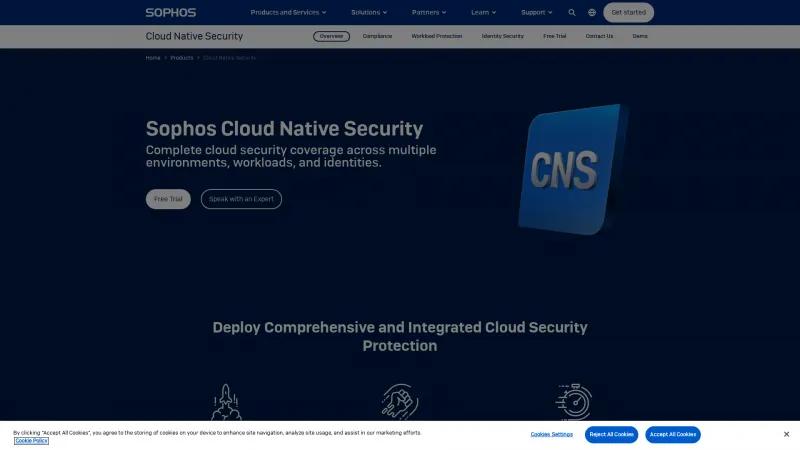 Homepage of Sophos Cloud Native Security