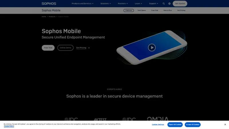 Homepage of Sophos Mobile