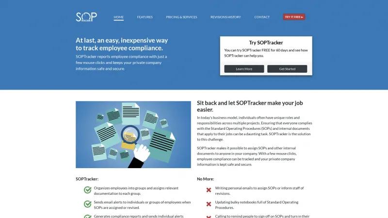 Homepage of SOPTracker