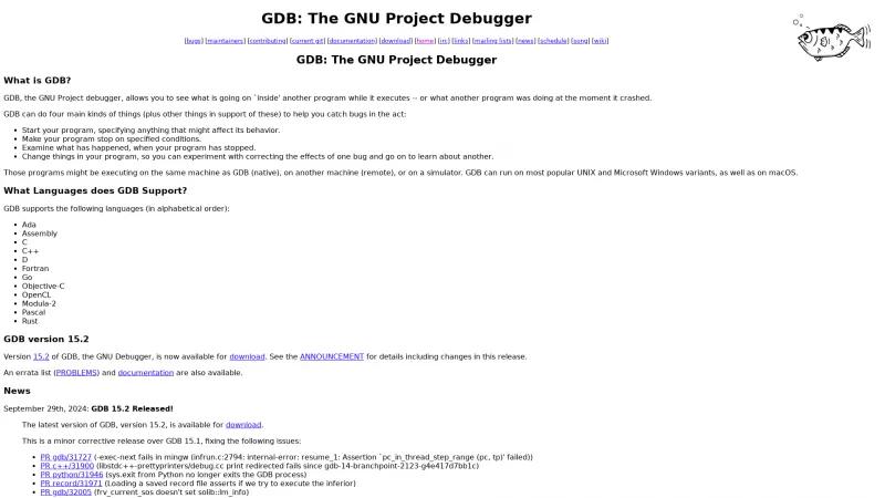 Homepage of GDB