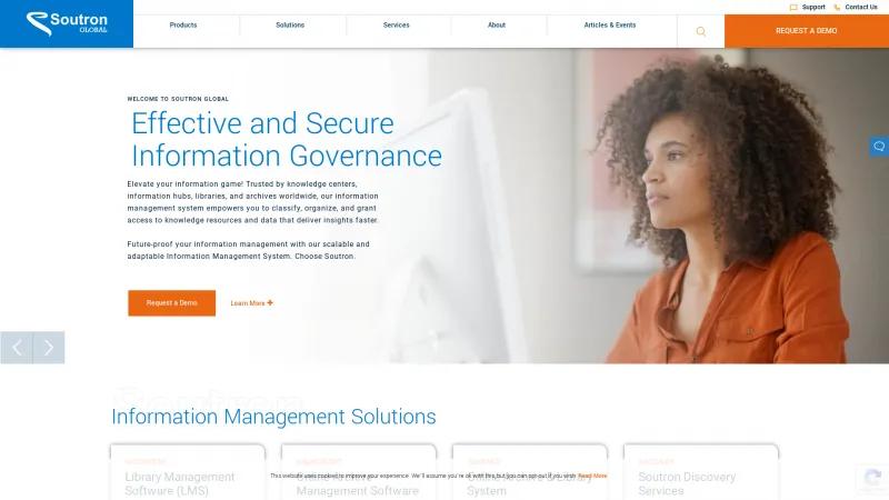 Homepage of Soutron Records Management