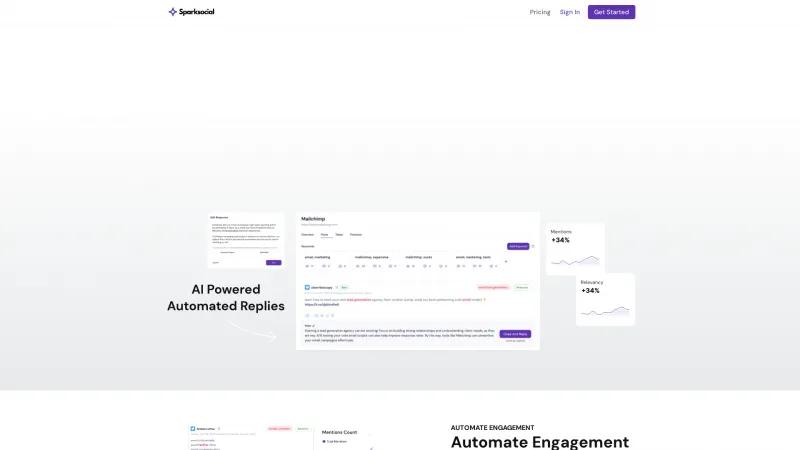 Homepage of Sparksocial