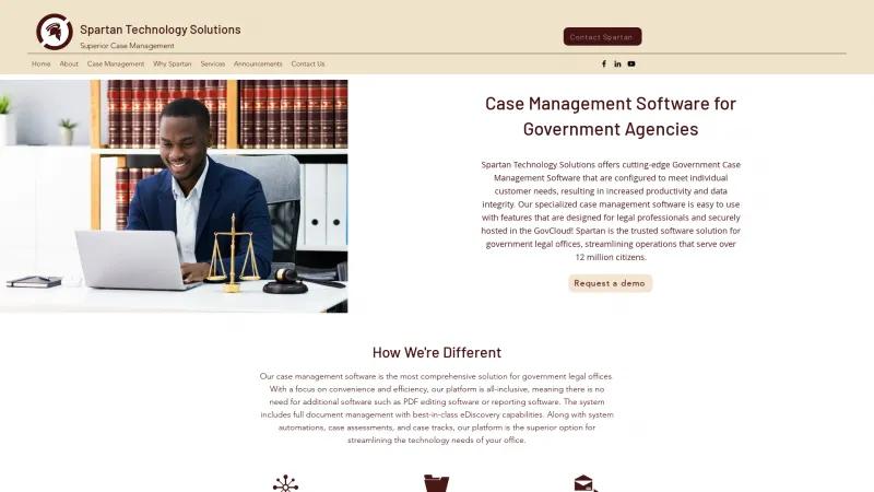 Homepage of Spartan Technology Case Management