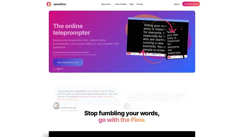 Homepage of Speakflow