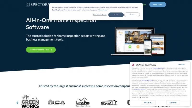 Homepage of Spectora