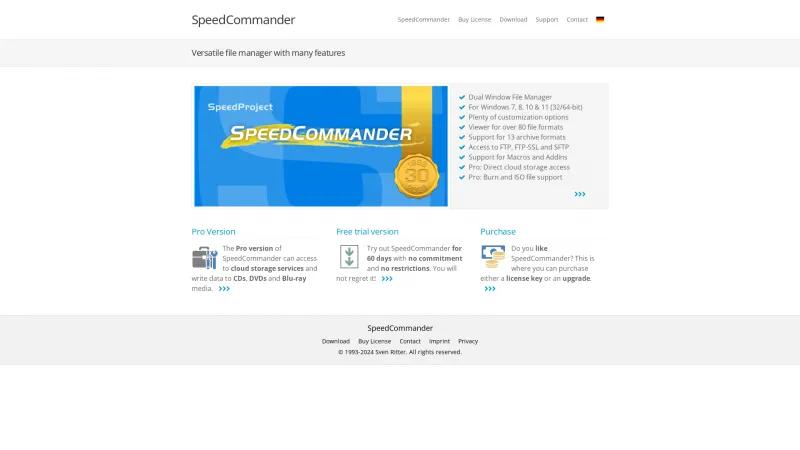 Homepage of SpeedCommander