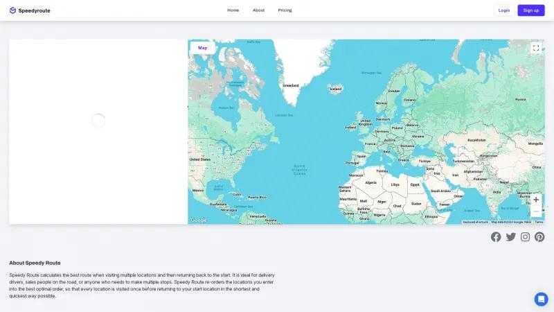 Homepage of Speedy Route