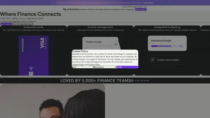 Homepage of Spendesk