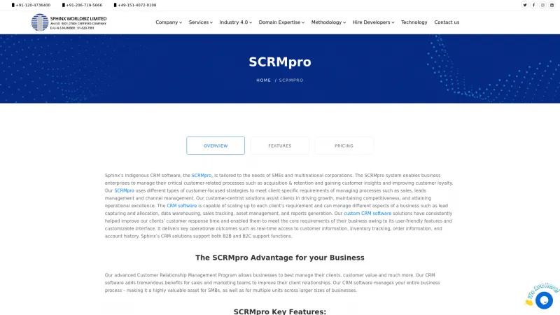 Homepage of SCRMpro