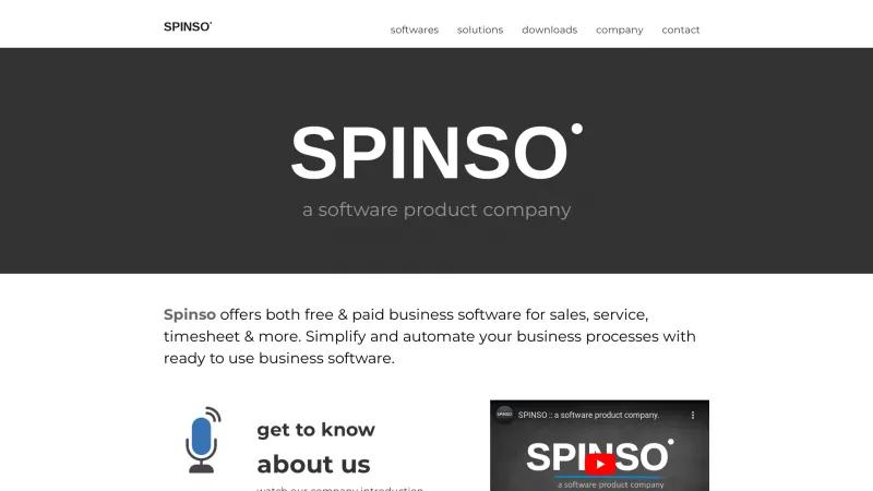 Homepage of Spinso SalesTracker