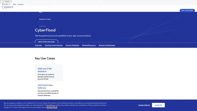 Homepage of CyberFlood