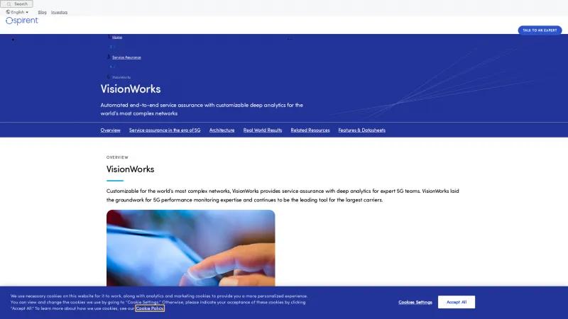 Homepage of Spirent VisionWorks