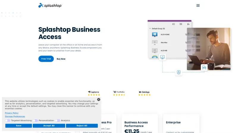 Homepage of Splashtop Business Access