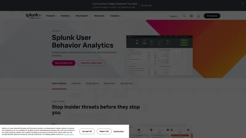 Homepage of Splunk User Behavior Analytics