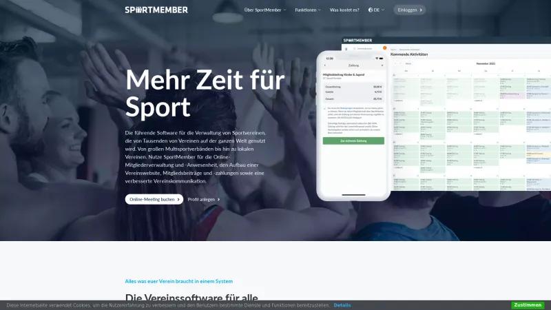 Homepage of SportMember