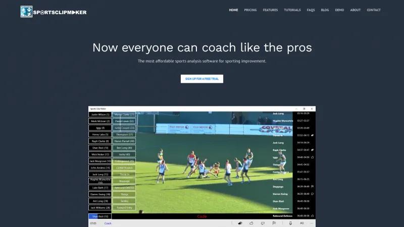 Homepage of SportsClipMaker