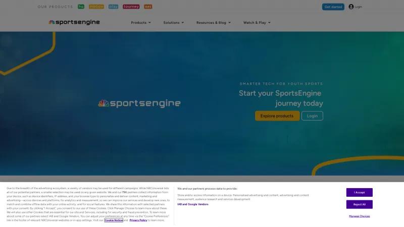 Homepage of SportsEngine