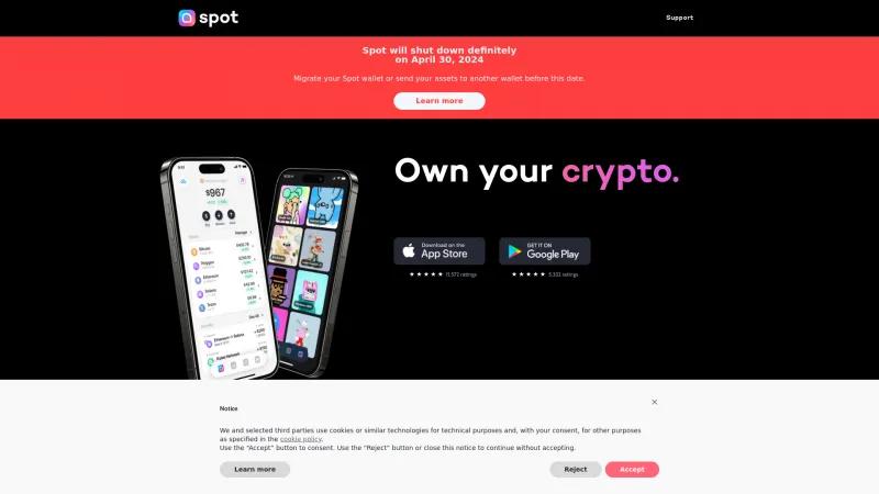 Homepage of Spot Wallet