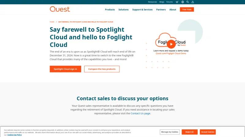 Homepage of Spotlight Cloud