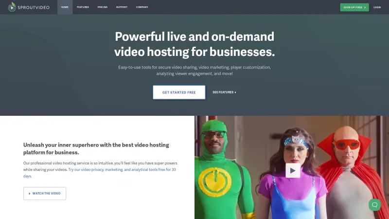 Homepage of SproutVideo