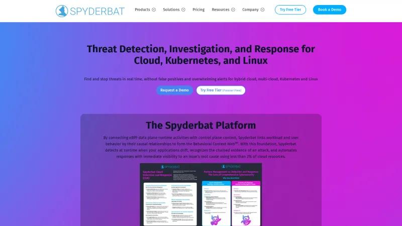 Homepage of Spyderbat