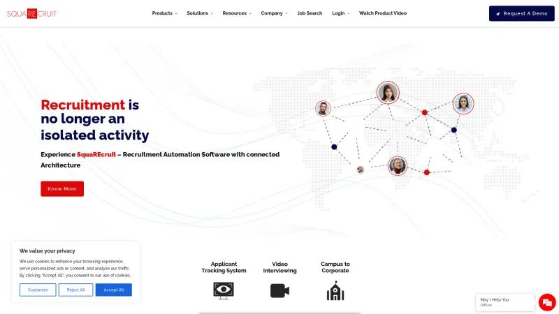 Homepage of SquaREcruit