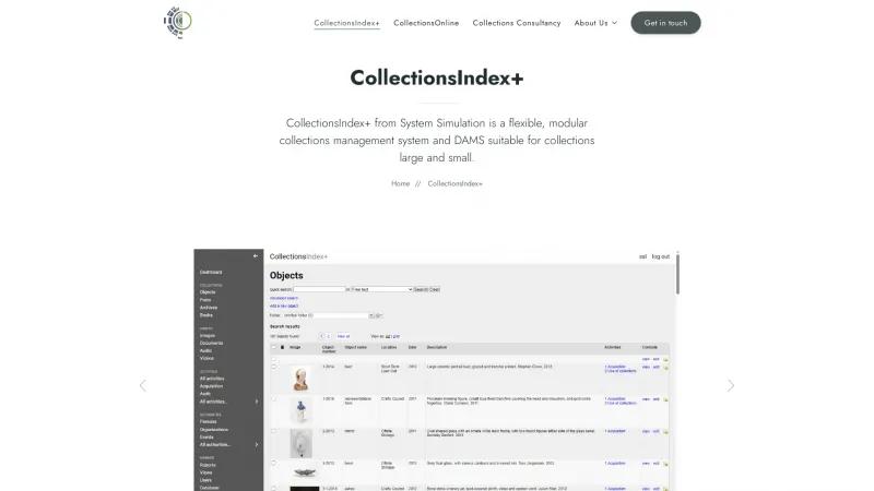 Homepage of CollectionsIndex+