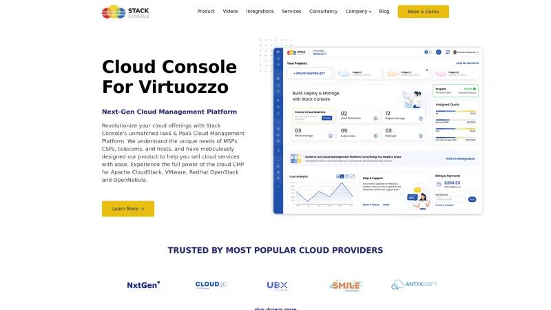 Homepage of Stack Console