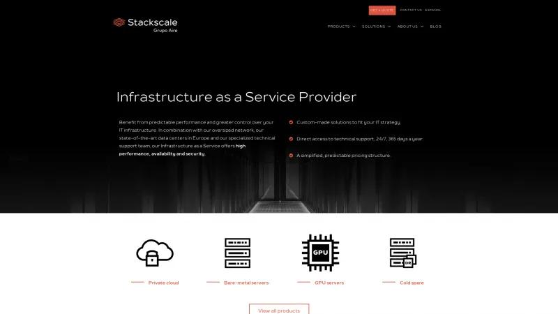 Homepage of Stackscale