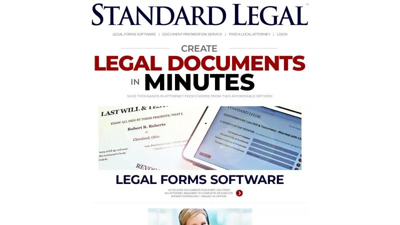 Homepage of Standard Legal's Professional Edition