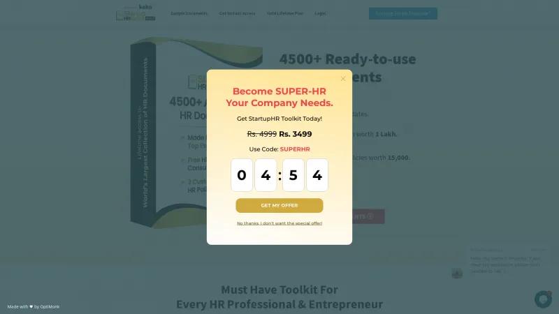 Homepage of StartupHR Toolkit